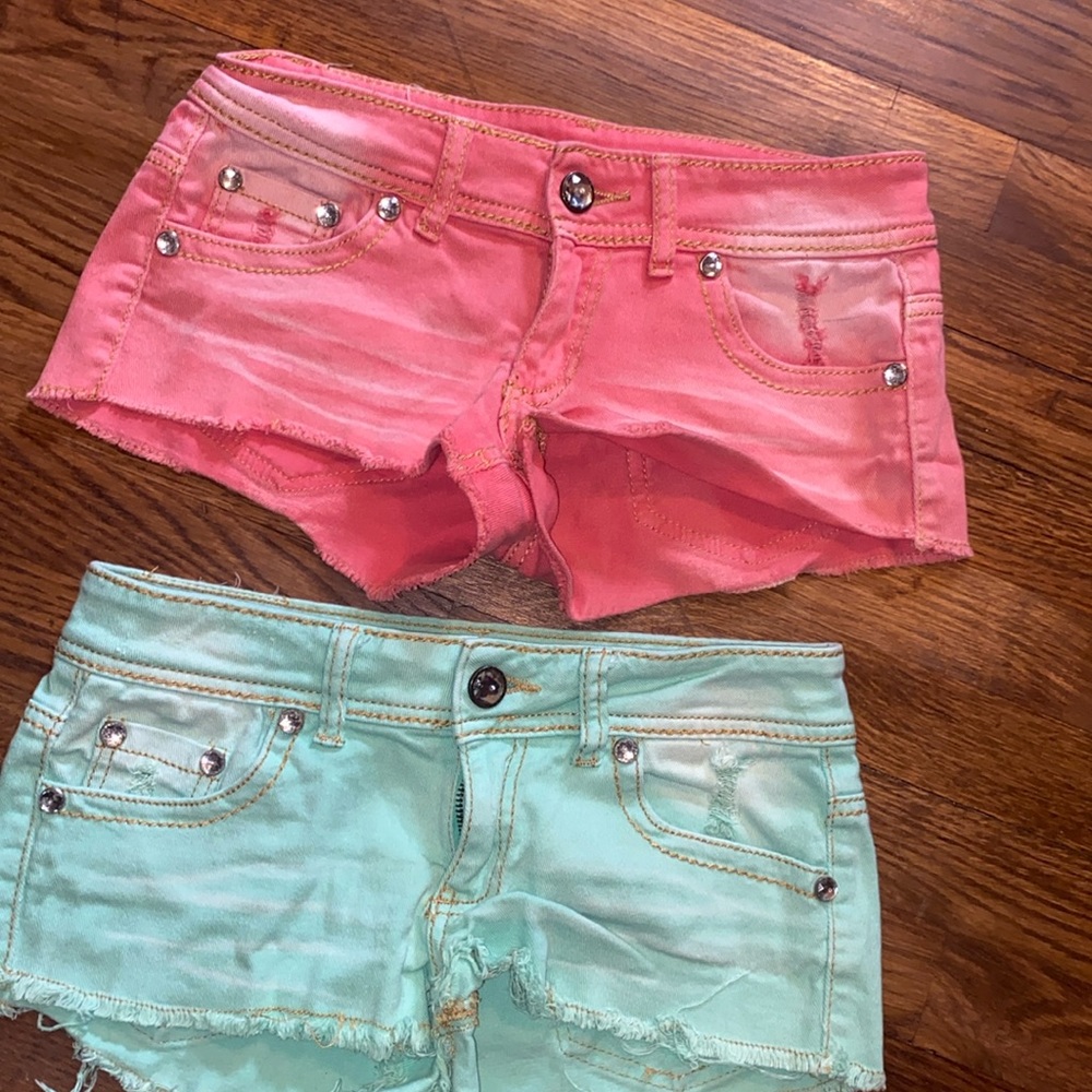 2 pairs Dollhouse Colored jean shorty shorts